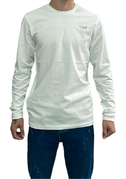 Krem Unisex No Standart Uzun Kollu Likralı T-Shirt