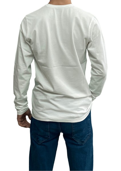 Krem Unisex No Standart Uzun Kollu Likralı T-Shirt modelleri