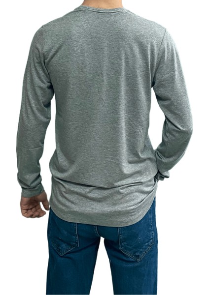 Koyu Gri Unisex No Standart Uzun Kollu Likralı T-Shirt modelleri