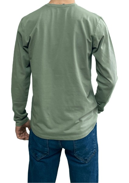 Yeşil Unisex No Standart Uzun Kollu Likralı T-Shirt modelleri