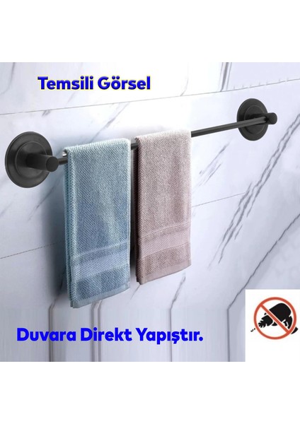 Banyo Lavabo Mutfak Yapışkanlı Bez Havlu Standı Askısı Paslanmaz Metal Siyah Uzun Bez Havluluk modelleri