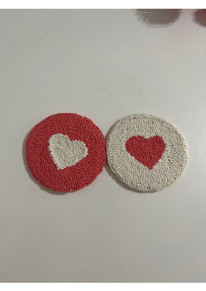Punch Nakışı Kalp Desenli 2li Bardak Altlığı modelleri