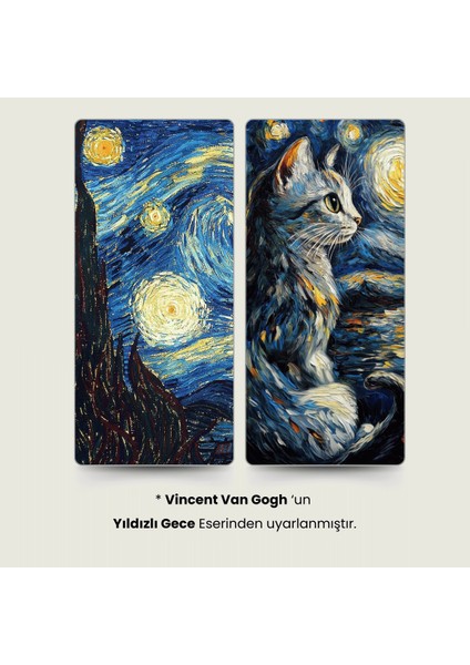 Yıldızlı Gece Kedi Posteri, Akıllı Kağıt Premium Eşsiz Tasarım Poster, Van Gogh Tablo,duvar Posteri modelleri