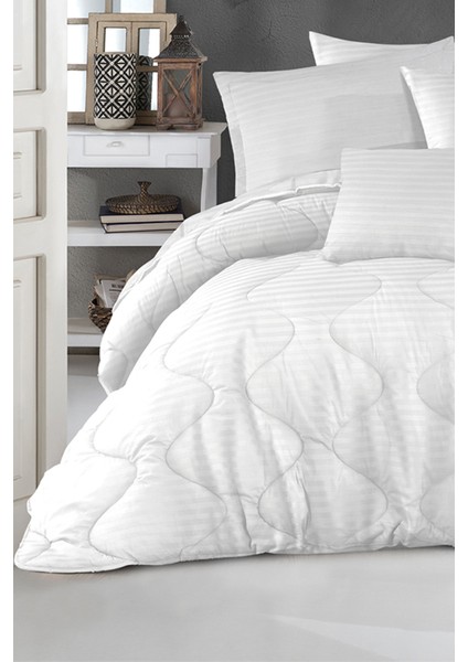 Beyaz Çizgili Tek Kişilik Polysaten Özel Dolgulu Yorgan 155*215 cm fiyatları