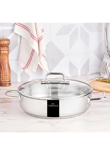 Galaxy İndüksiyon Tabanlı Çelik Karnıyarık Tencere 28 cm 4,5 Lt