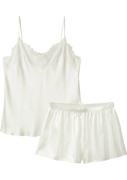 The White Company Ipek Dantel Kenar Askılı Atlet ve Şort Pijama Takımı