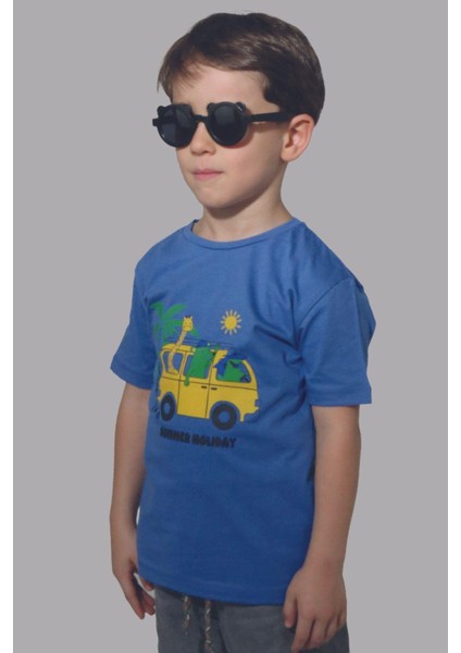 Mavi Renk Summer Holiday Kısa Kol Çocuk T-Shirt