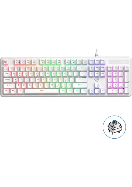 Gamenote KB870L Rgb Backlit Gaming Mekanik Klavye Blue Switch - Beyaz