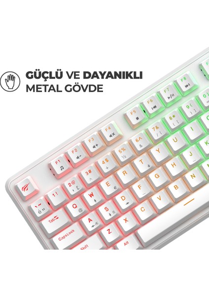 Gamenote KB870L Rgb Backlit Gaming Mekanik Klavye Blue Switch - Beyaz