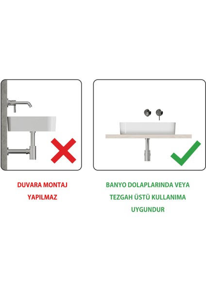 Aqua Bagno Mestola  Tezgah Üstü Kare Çanak Lavabo Batarya Deliksiz 38X 60 cm Beyaz