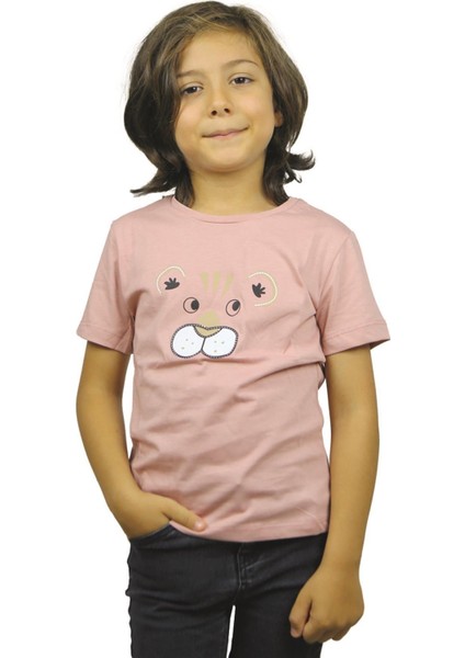 Yavru Ağzı Aslan Desenli Kısa Kol Çocuk T-Shirt