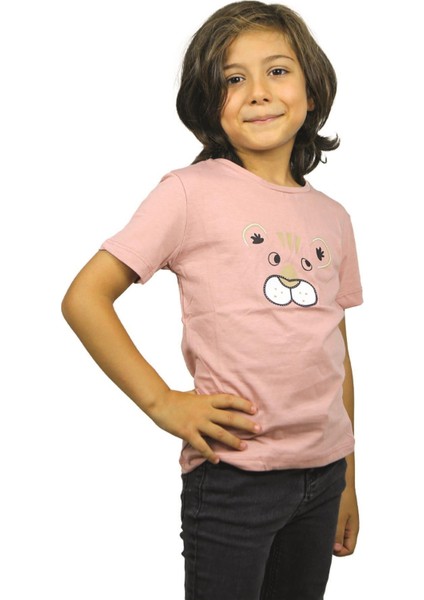 Yavru Ağzı Aslan Desenli Kısa Kol Çocuk T-Shirt