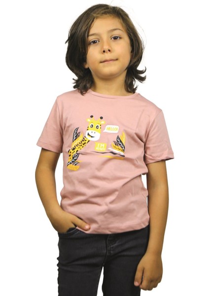 Yavru Ağzı Hello Zürafa Kısa Kol Çocuk T-Shirt