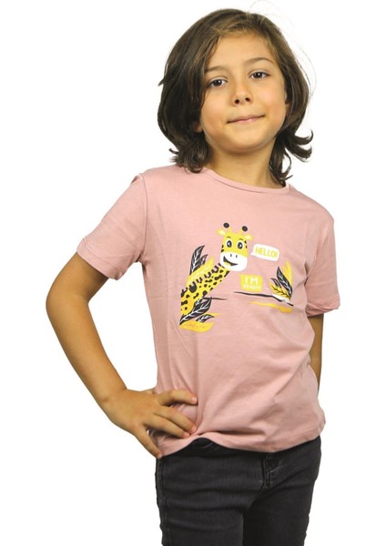 Yavru Ağzı Hello Zürafa Kısa Kol Çocuk T-Shirt