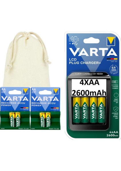 Yeni LCD Plug Plus + 2600 mah Aa Ni Mh Pil Pil Şarj Cihazı + Taşıma saklama Kesesi