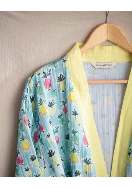 Ancile Müslin Kadın %100 Pamuk Bornoz - Sarı fırsatları