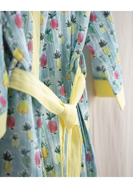 Ancile Müslin Kadın %100 Pamuk Bornoz - Sarı indirimleri