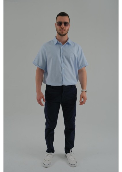 Açık Mavi Renk Kısa Kollu Erkek Gömlek fiyatları