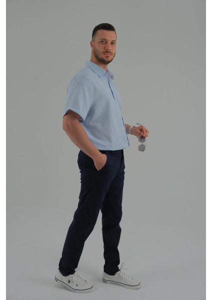 Açık Mavi Renk Kısa Kollu Erkek Gömlek modelleri