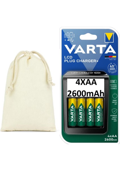 Yeni LCD Plug Plus + 2600 mah Aa Ni Mh Pil Pil Şarj Cihazı + Taşıma saklama Kesesi