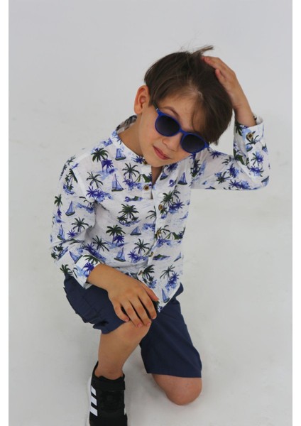 Palmiye Desenli Kısa Kollu Erkek Bebek Gömlek fiyatları