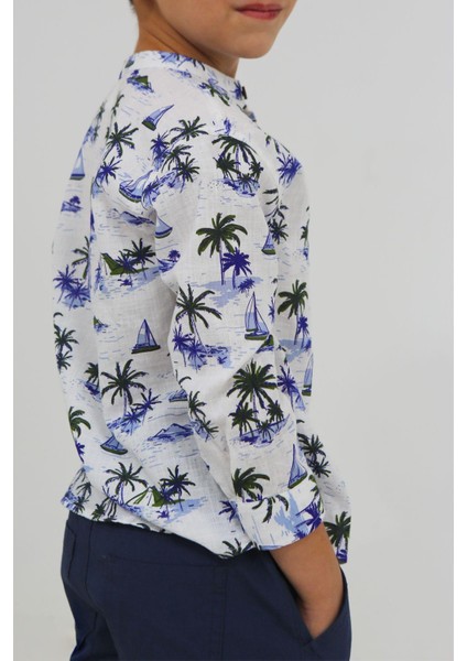 Palmiye Desenli Kısa Kollu Erkek Bebek Gömlek indirimleri