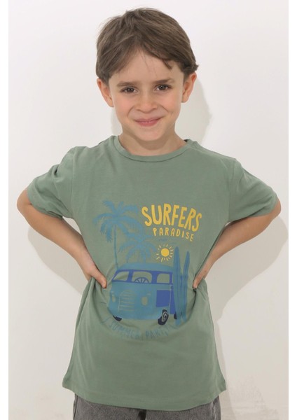 Su Yeşili Summer Party Kısa Kol Çocuk T-Shirt modelleri