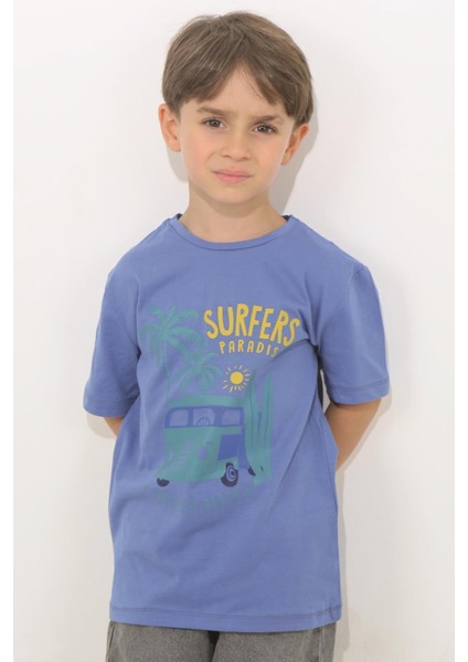 Mavi Renk Summer Party Kısa Kol Çocuk T-Shirt fiyatları