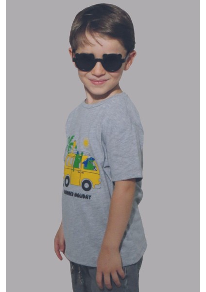 Gri Melanj Summer Holiday Kısa Kol Çocuk T-Shirt fiyatları