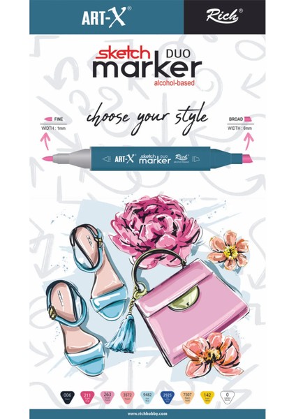 Art-X Sketch Marker Çift Taraflı Kalem 'NO.190' fiyatları
