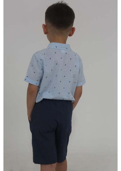 Mavi Renk Desenli Erkek Bebek Papyonlu Gömlek fırsatları