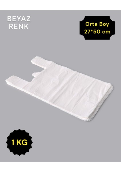 Atlet Poşet (27*50 Cm) Beyaz (1 Kg) Market Poşeti