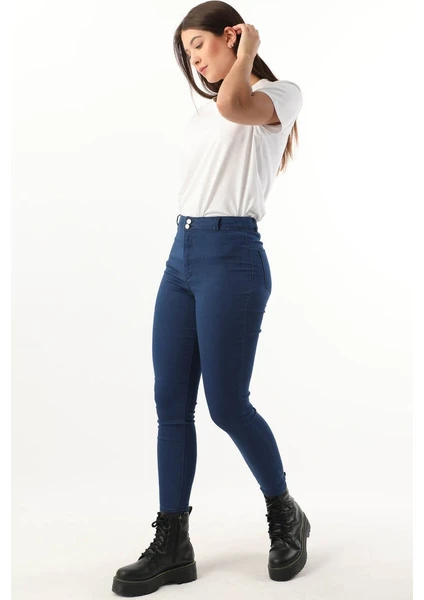 Blue White Kadın Yüksek Bel Mavi Skinny Fit Jean Pantolon