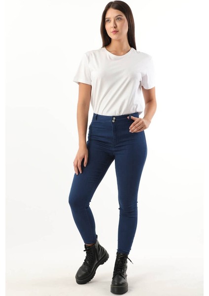 Blue White Kadın Yüksek Bel Mavi Skinny Fit Jean Pantolon