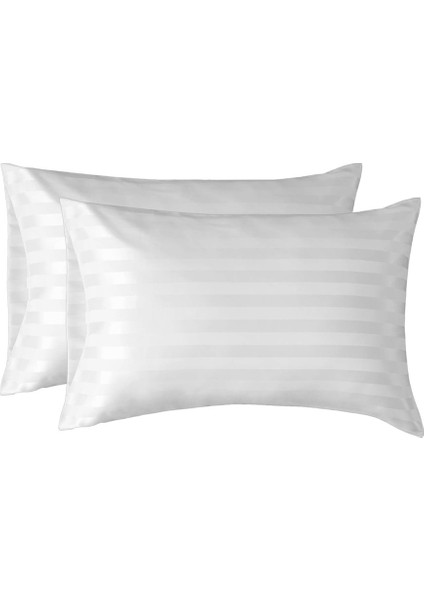 Beyaz Çizgili Polysaten Özel Dolgulu Yastık 50*70 cm modelleri
