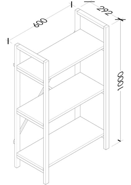 Aymobsan Metal Hera 3 Raflı Metal Kitaplık Atlantik Çam 60CM