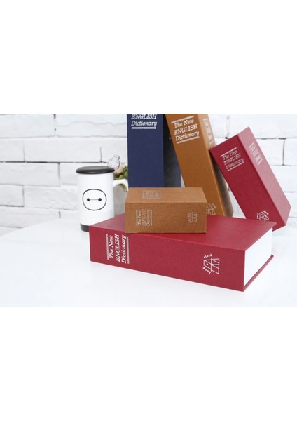 Büyük Boy Kitap Görünümlü Anahtarlı Çelik Para Kasası Altın Takı Para Kutusu Kasa Kumbara Kilitli Kitap Şeklinde Sandık fırsatları