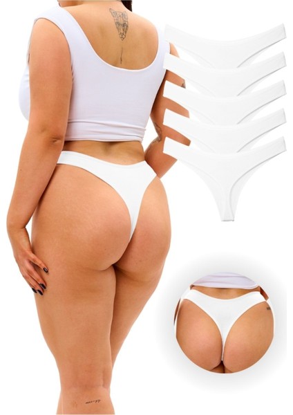 Kadın Tanga Külot ( 5 Adet Beyaz )