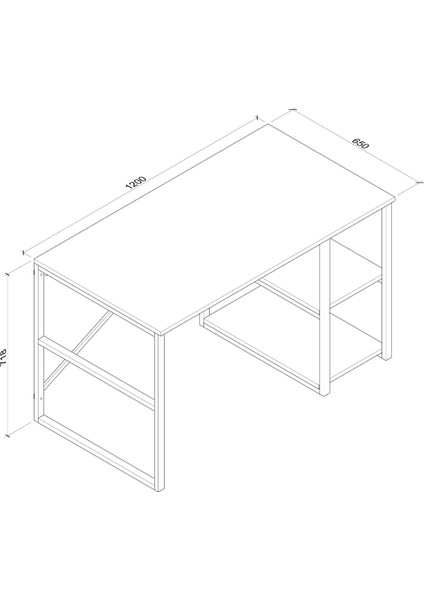 Aymobsan Metal Hera Metal Çalışma Masası Atlantik Çam 120CM