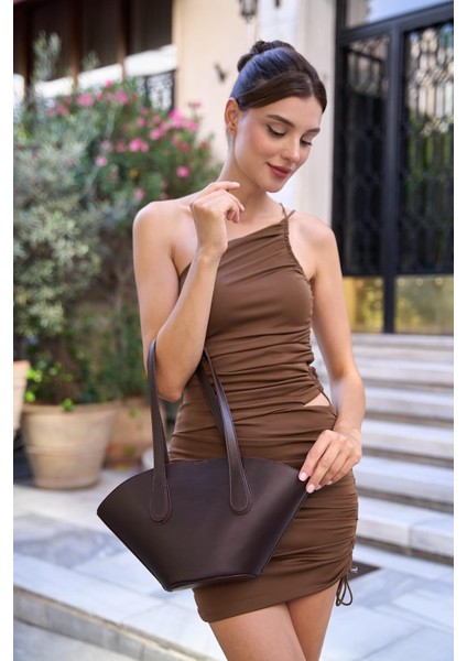Kahverengi Kadın Deri Görünümlü Shopper Çanta indirimleri