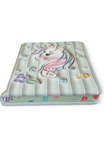 Puffy Unicorn Desenli Pofuduk Not Defteri 13 x 18 cm 96 Yaprak Çizgili