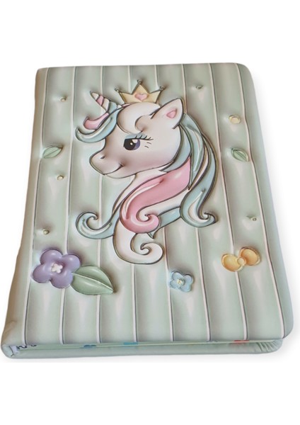 Puffy Unicorn Desenli Pofuduk Not Defteri 13 x 18 cm 96 Yaprak Çizgili
