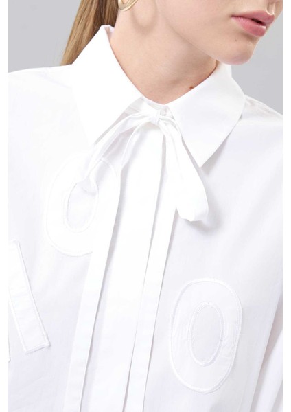 Nakışlı Beli Kuşaklı Gömlek Beyaz K2513532_002 fırsatları