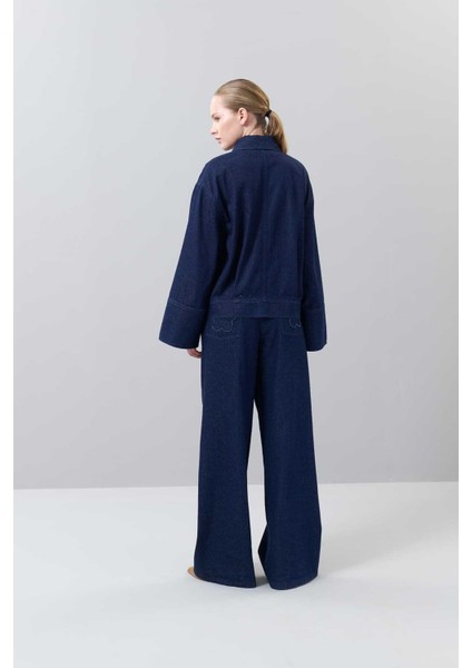 Önden Fermuarlı Iki Cepli Denim Ceket Lacivert K2516021_015 fiyatları