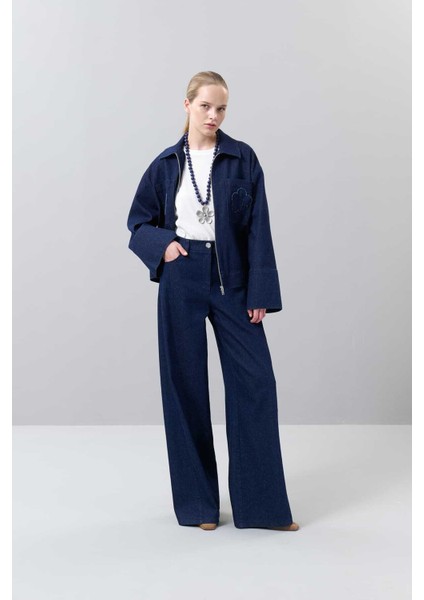 Önden Fermuarlı Iki Cepli Denim Ceket Lacivert K2516021_015 modelleri