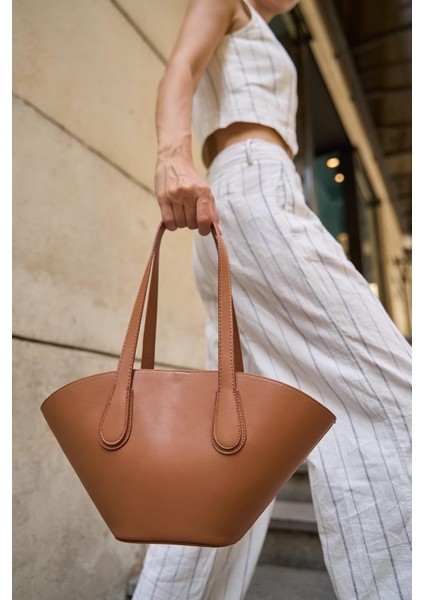 Taba Kadın Deri Görünümlü Shopper Çanta