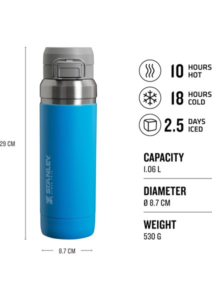 The Quick Flip Paslanmaz Çelik Termos 1.06 Lt (36 Oz) - Azure