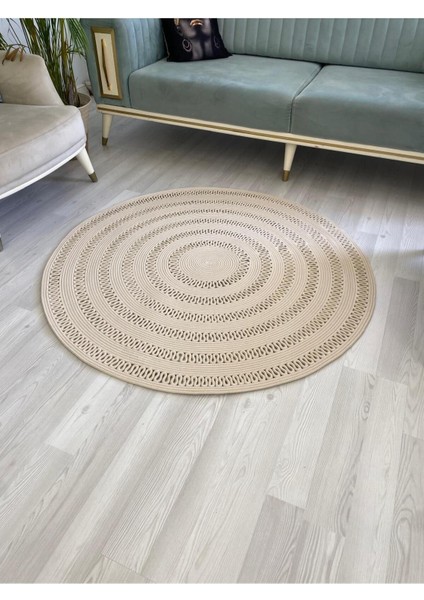 Mola Serisi Jüt,hasır Görünümlü,desenli Moderin El Örgüsü,halı,kilim Krem Rengi