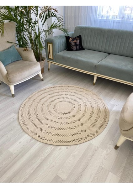 Mola Serisi Jüt,hasır Görünümlü,desenli Moderin El Örgüsü,halı,kilim Krem Rengi