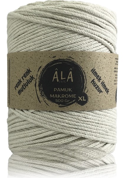 Pamuk Makrome Ipi Xl Zincir Makrome Çanta Ipi (500 Gram) Ekru